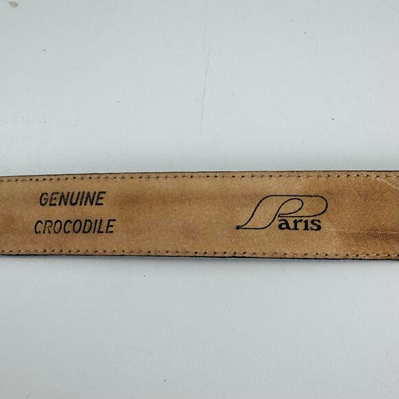Vtg PARIS Black Womens Belt Genuine Crocodile Medium Measures 29-33” main image 9
